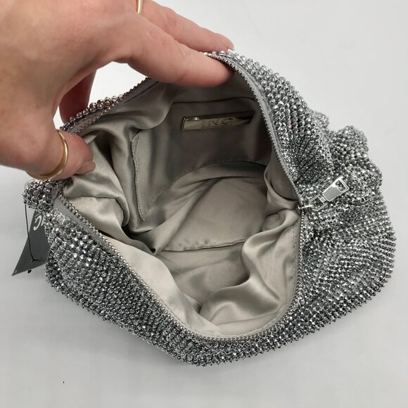 I.N.C International Concepts Silver Mesh Scrunch Shoulder Bag - Picture 10 of 11